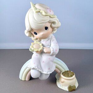 Precious Moments Dreams Really Do Come True Rainbow Girl Gold Pot Statue 128309